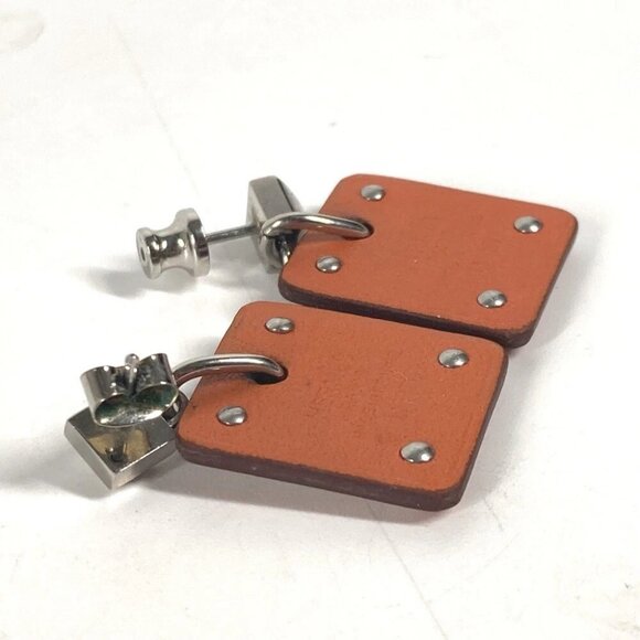 HERMES heart Asdukour PM Accessories Pierce Metal / Leather Silver/Orange Based - Picture 4 of 12